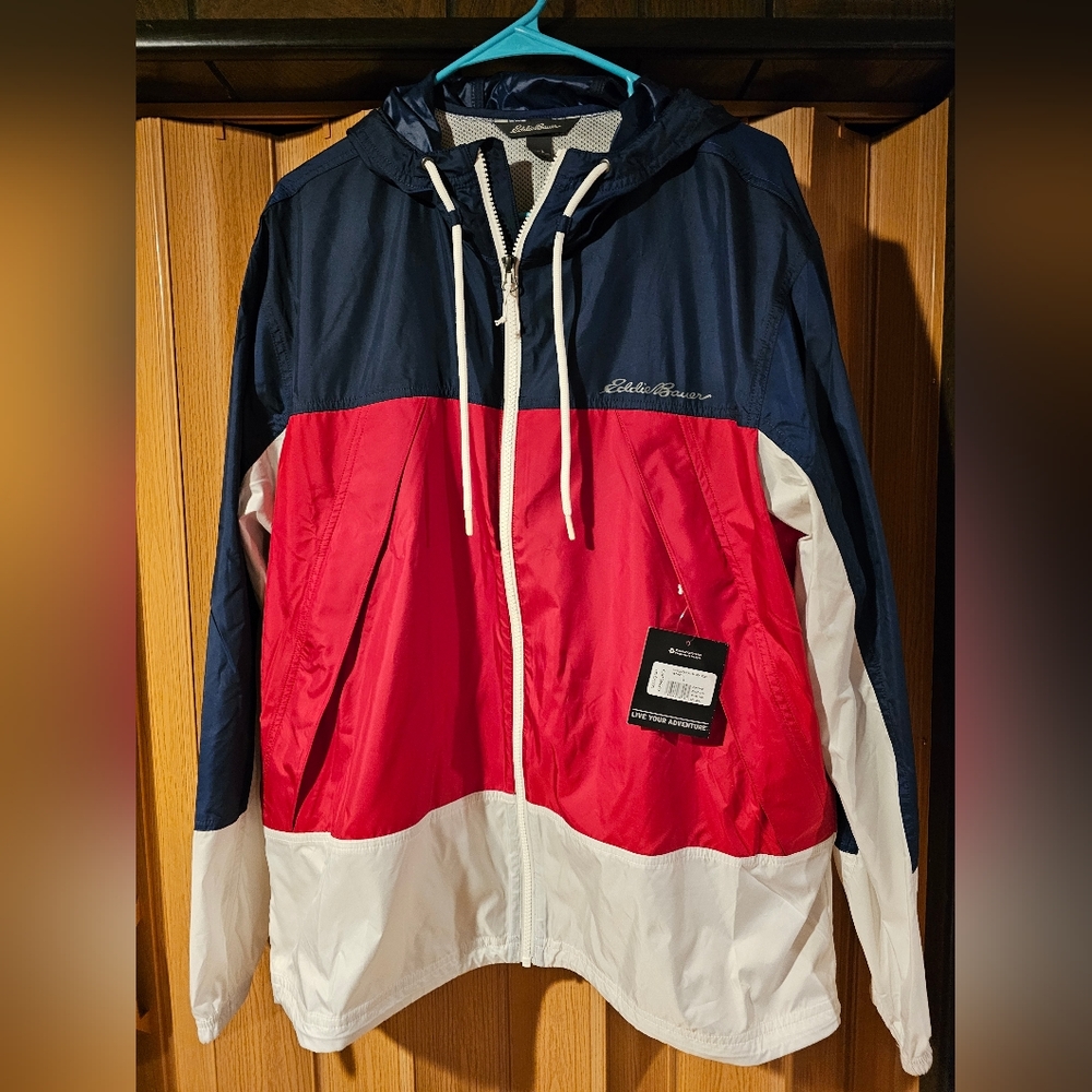 NWT Eddie Bauer Momemtum UPF +50 Hoodie mens, Large Storm jacket New with tags